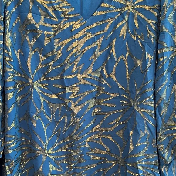 Lilly Pulitzer Blue and Gold Tunic Top - Picture 7 of 8